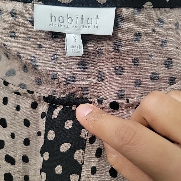 Habitat Dress Sheath Tan Black Dots Size Small Coastal Resortwear Midi Pockets - Picture 6 of 6